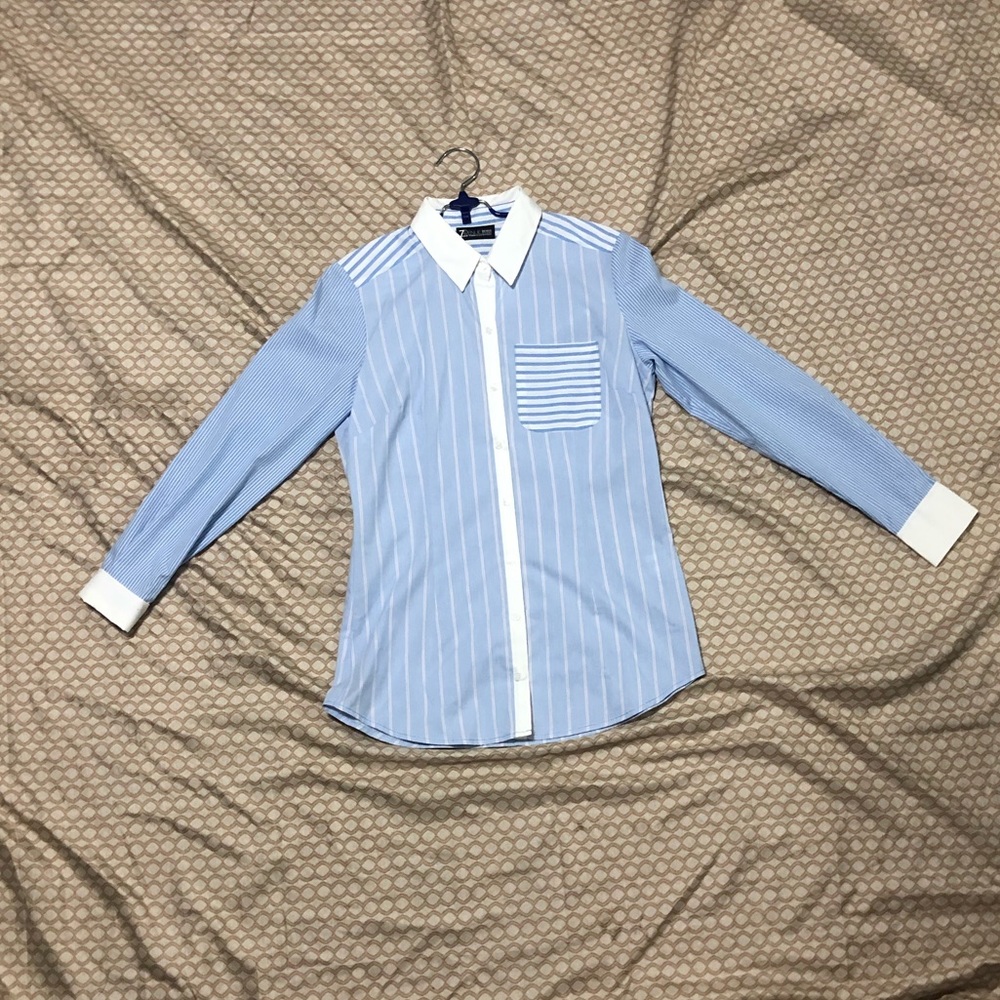 NWT NY&C XS Blue & White Button Down